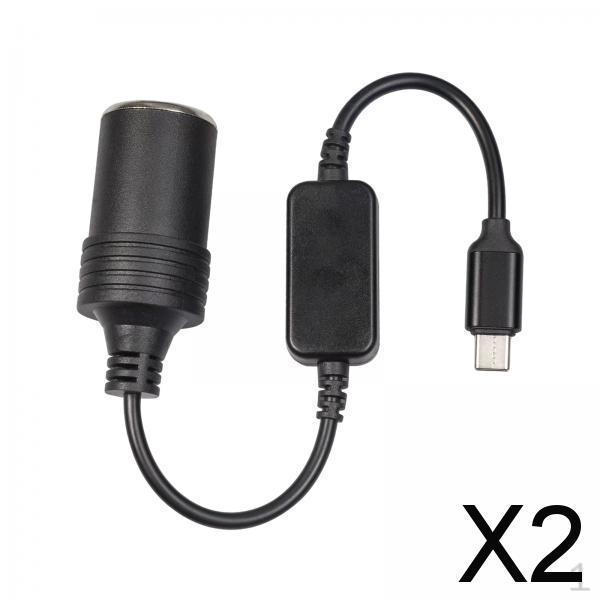 

2xUSB C to Lighter Adapter Max Output 12V 1A Professional with Booster Chip for LED Car Light Strips
