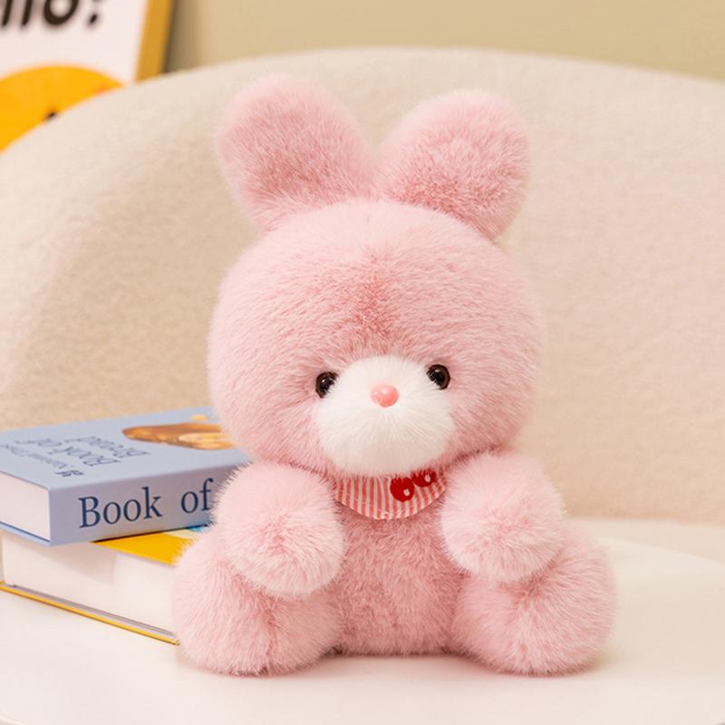 23Cm Bib Sitting Cartoon Animals Plush Toy Stuffed Panda Rabbit Penguin Chick Bear Doll Appeasing Sleeping Friend Gift
