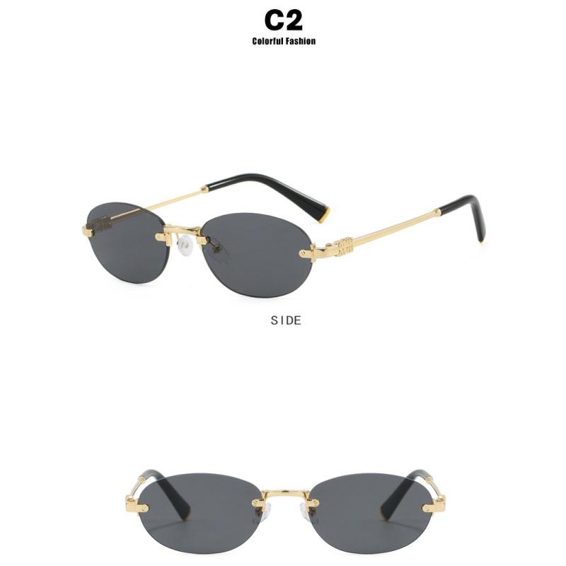 Damskie okulary przeciwsłoneczne, owalne bezramkowe okulary przeciwsłoneczne, modne okulary przeciwsłoneczne