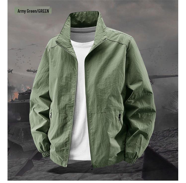 2025 Bestseller: American Style Men's Windproof Waterproof Stand Collar Jacket for Spring & Autumn - Versatile Casual Sport Outdoor Outerwear.