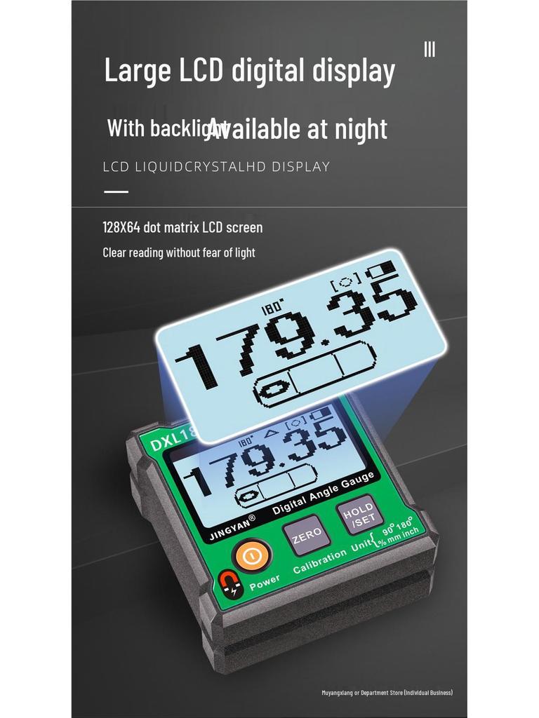 Jingyan Electronics DXL180C High-Precision Digital Inclinometer with Magnetic Spirit Level and 180° Angle Finder