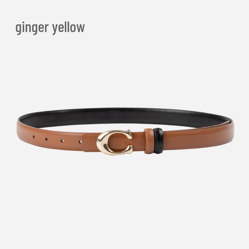 

Женский кожаный ремень с пряжкой в виде буквы C - Мода в корейском стиле, Универсальный декоративный ремень из натуральной кожи для осени и зимы 105 cm