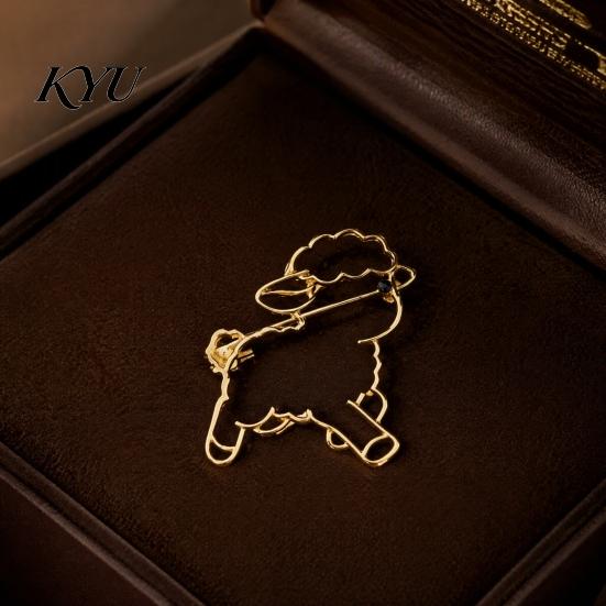 Sheep Cardigan Pin Hollow Brooch Lapel Pin, Golden Plated Alloy Animal Badge Decorative Clothing Accessory for Daily Wear Party Vintage Style