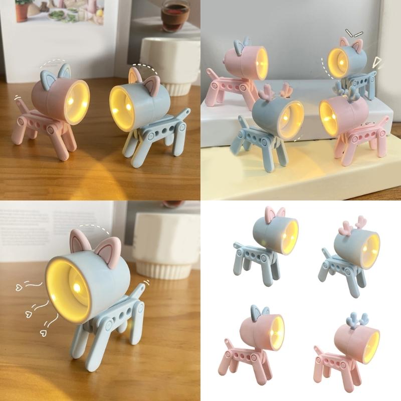 Novelty Dog Shape LED Desk Lamp Reading Light Featuring Adjustable Head and Flexible Limbs Plastic Texture for Reading