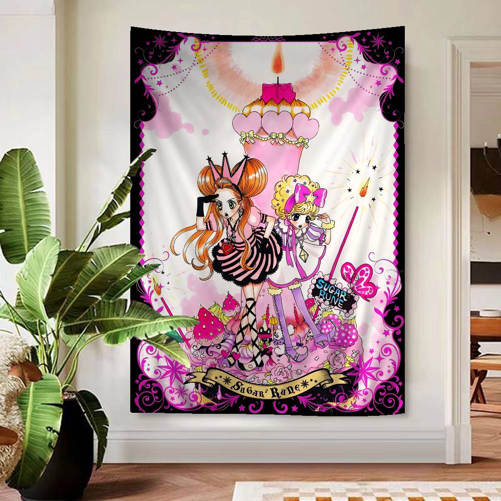 

Anime Sugar Sugar Rune Colorful Tapestry Art Printing Japanese Wall Tapestry Anime Wall Hanging Home Decor 74x94cm(29x37in)