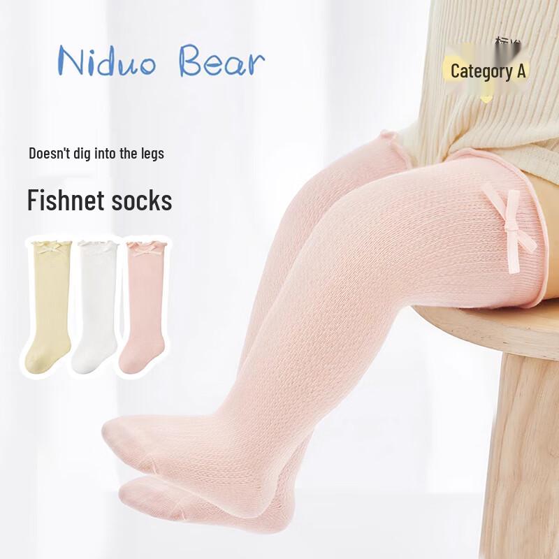 Nidoxiong Baby Mädchen Sommer Dünne Baumwolle Über-das-Knie Socken 3er-Pack
