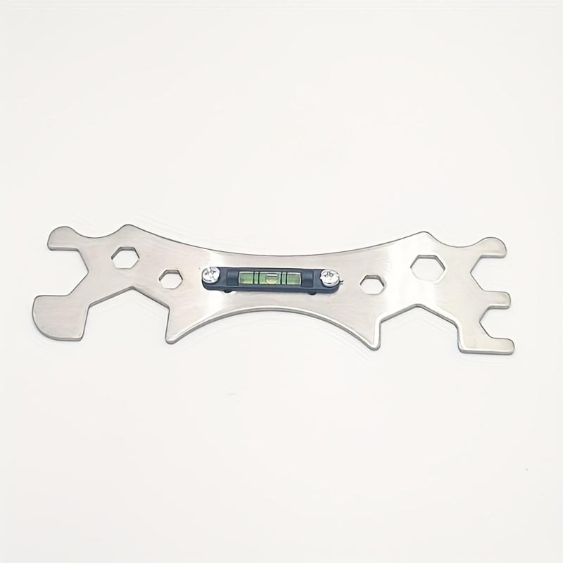 1pc Home Bathroom Wrench, Universal Bathroom Wrench, Thickened Stainless Steel Rust-proof Material Hexagonal Level, Curved Foot Level Ruler