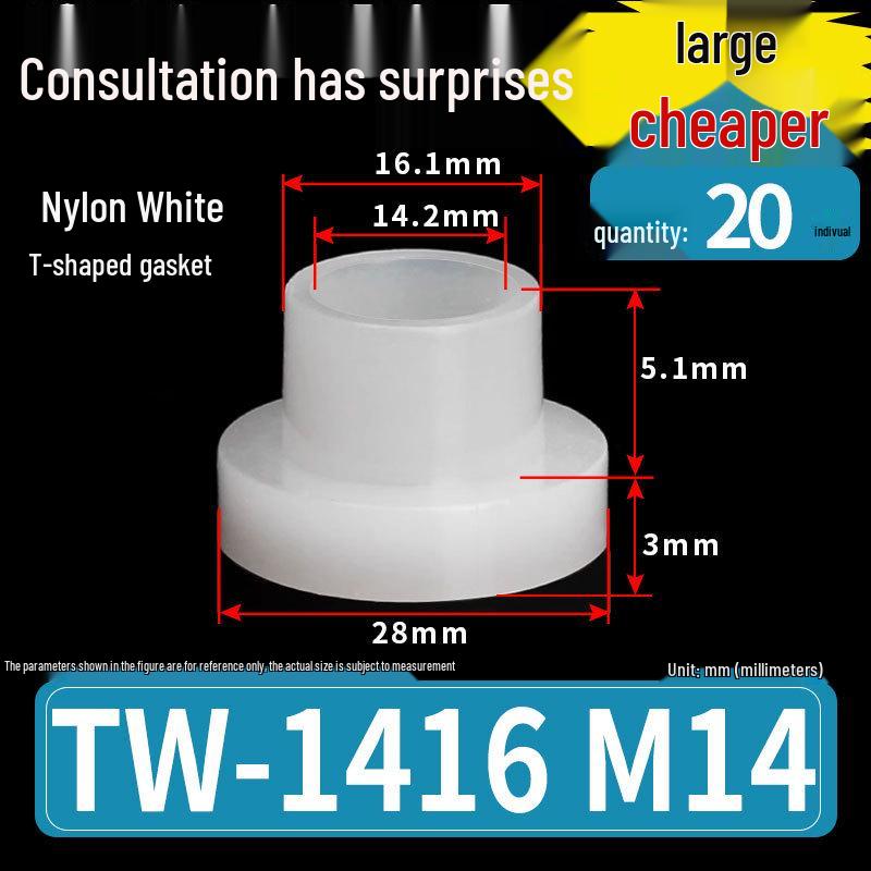 T-shaped Nylon Insulating Washer for M2-M12 Shafts