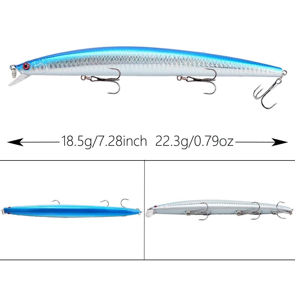 18.5cm Silver/Black Carp, Bass & Mandarin Fish Floating Minnow Popper Lure - 22.3g