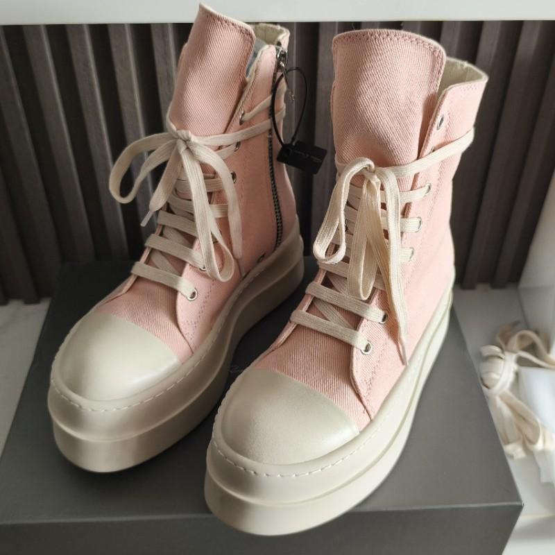 Women and Men Casual Canvas Boots Height Increased Lace Up Platform Shoe Top Quality Round Toe Flat High Top Sneakers Pink Black