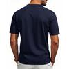 Men Henley Neck Short Sleeve T Shirt With Chest Pocket Casual Solid Color Tops