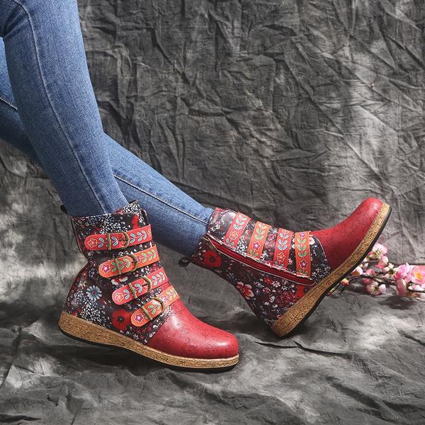 Botas cortas de estilo nacional Plus Size Botas medias de mujer Botas  planas retro cálidas comprar a buen precio — entrega gratuita, reseñas  reales con fotos — Joom