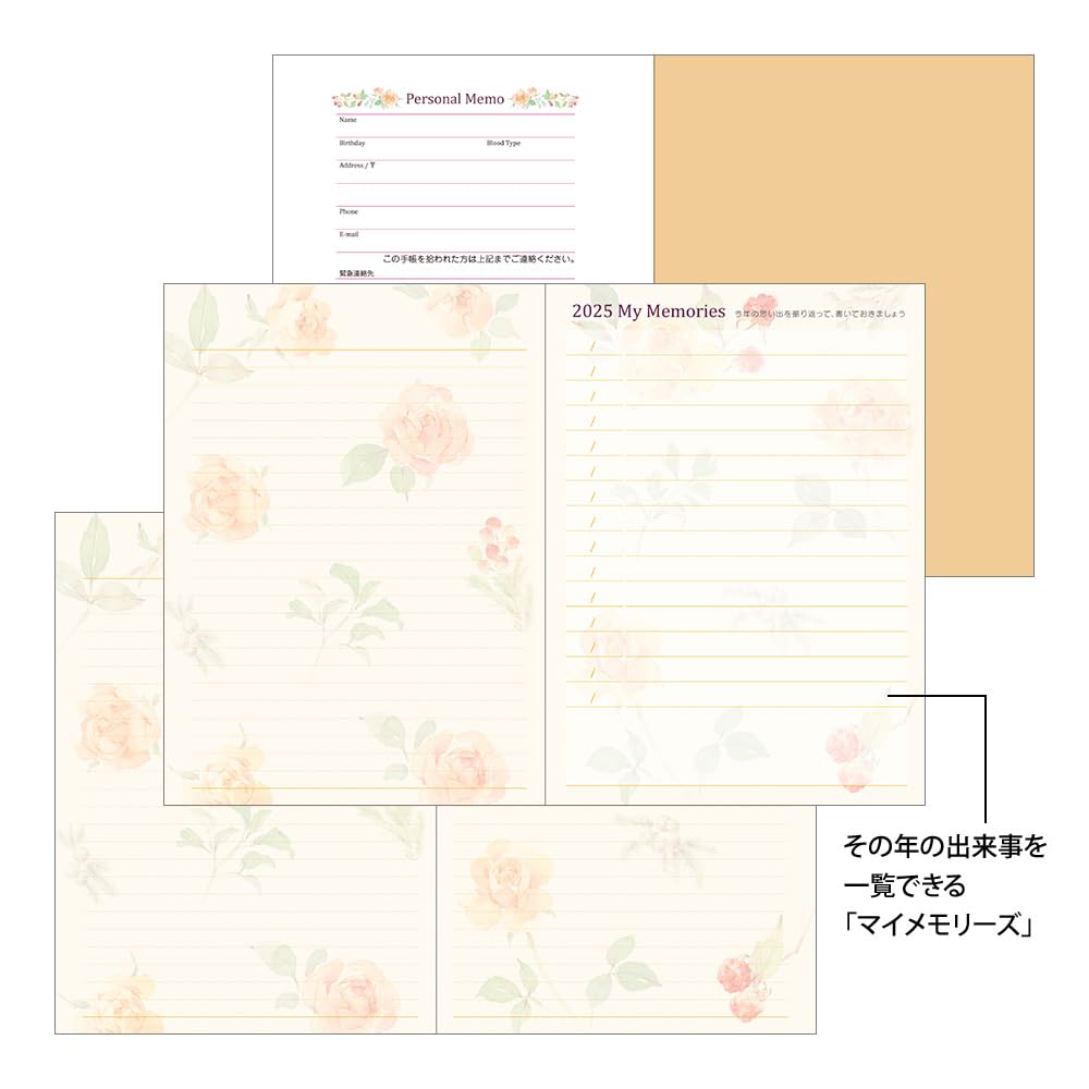 Midori Pocket Diary 2025 A6 Weekly Country Time Floral Pattern 22304006 January (Starts 2025)