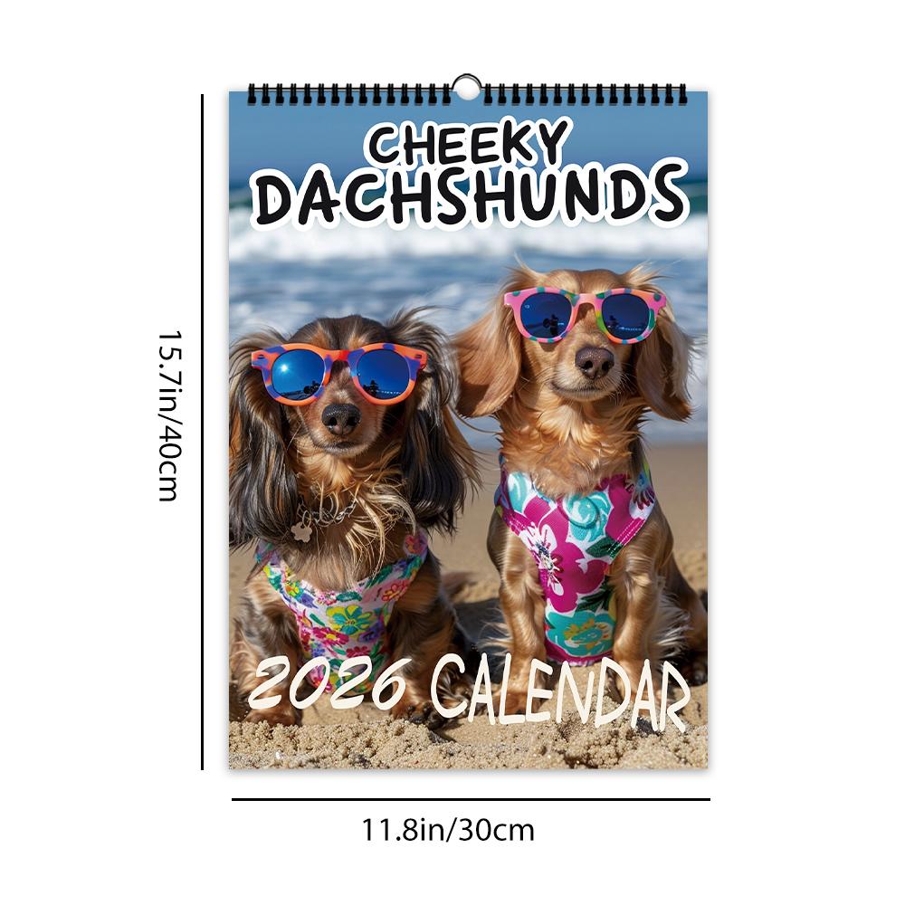 

1pc, oversized, 2026 Dog Wall Calendar, Abstract Dogs - 12 distinct designs, wall calendar, birthday, Christmas, New Year gift