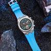 Automatic Men's Mechanical Watch for Sports 30M Water Resistant Stainless Steel Band Moon Phase Fluorescent Pointer Dial