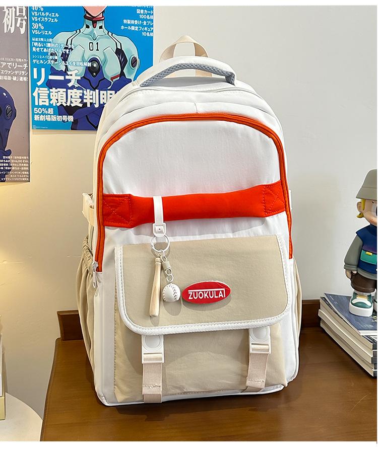 School bag 2025 new large-capacity multi-compartment Korean version color matching, junior high school student school bag versatile leisure