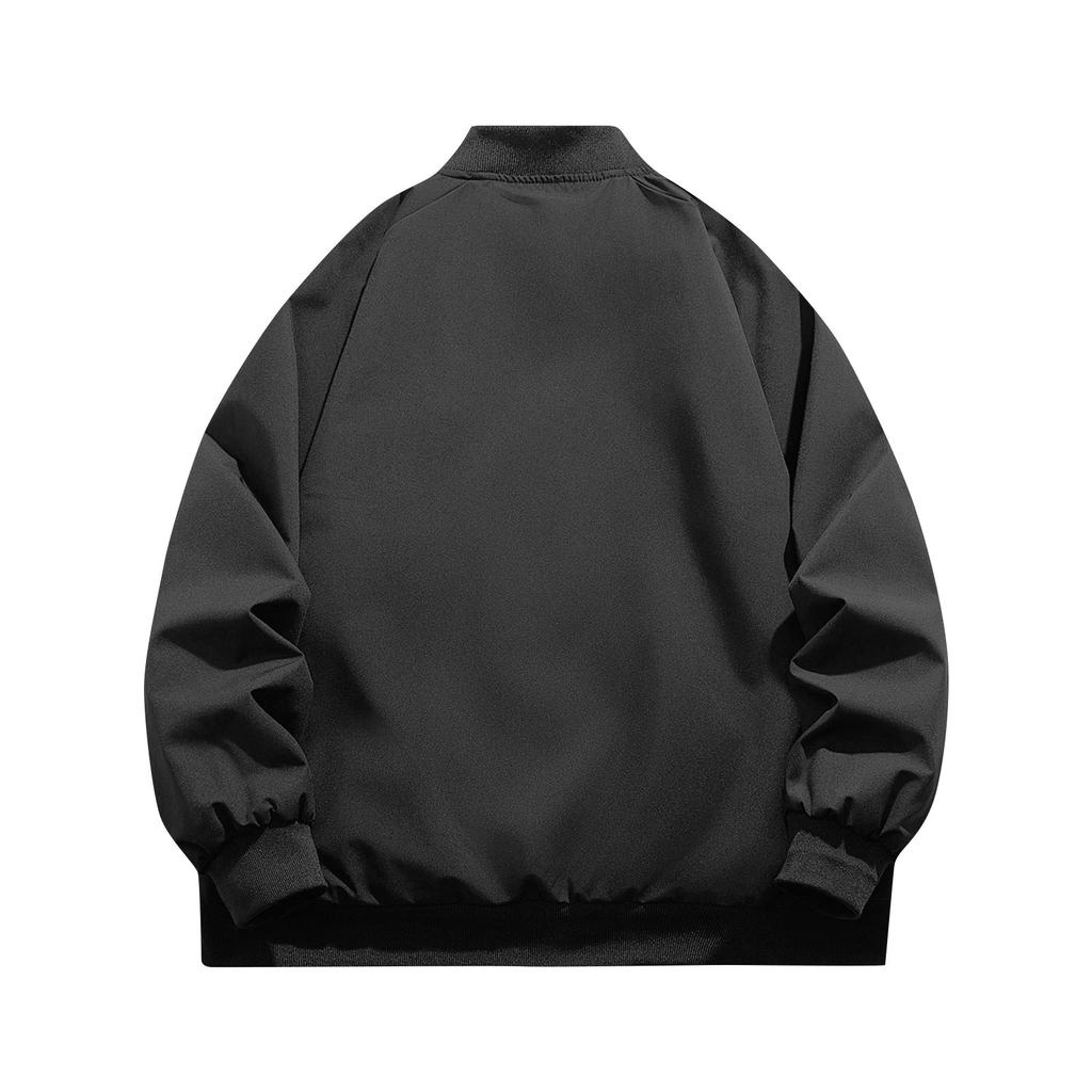 Pánská baseballová bunda jednobarevná Všestranná trendy bunda Ležérní sportovní kabát se stojáčkem