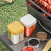 Sliding Cover Seasoning Box Four-Divided Transparent Storage Box Cooking Bottle Seasoning Jar Household Kitchen Supplies