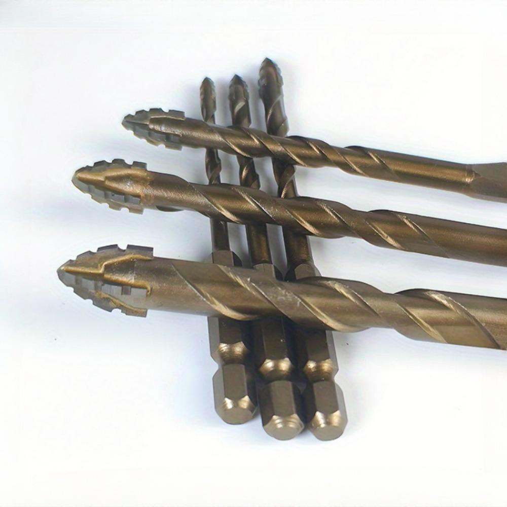 4 bucăți de burghie din carbură sunt extrem de eficiente și rezistente la uzură, burghie excentrice cu 4 tăișuri zimtate pentru găurirea uscată a plăcilor ceramice, a ceramicii