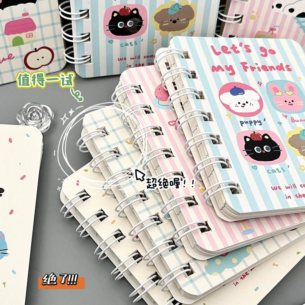Student New Ins Cute Animal Coil Notebook A7 Pocket Notebook High-looking Student Mini Portable Horizontal Notebook Stationery