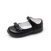Girls School Shoes Black White Matte Kids Princess Shoes with Simple Bow 2025 New Children Flat Shoes Round Toes Soild Color