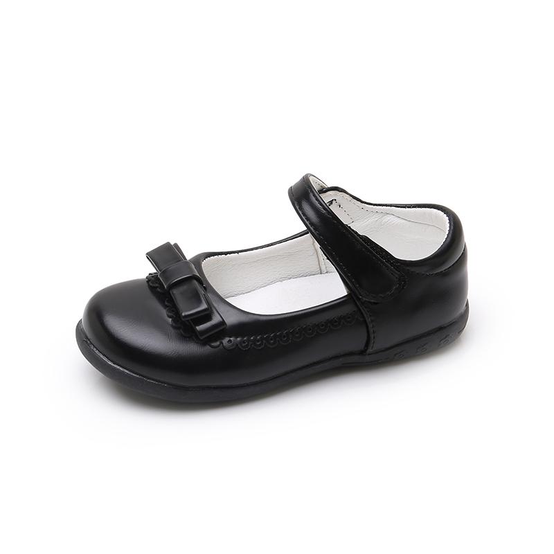 Girls School Shoes Black White Matte Kids Princess Shoes with Simple Bow 2025 New Children Flat Shoes Round Toes Soild Color