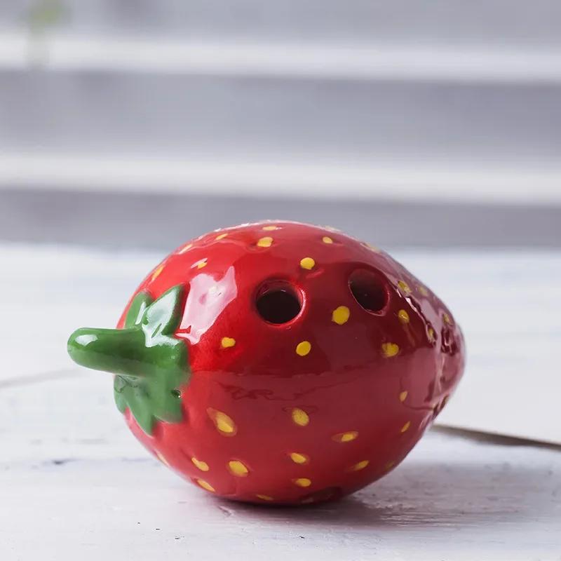 Strawberry Fruits Ocarina 6 Holes Creative Gradient Color Students Ceramics Handmade Ac Tone Orff Instruments For Beginners