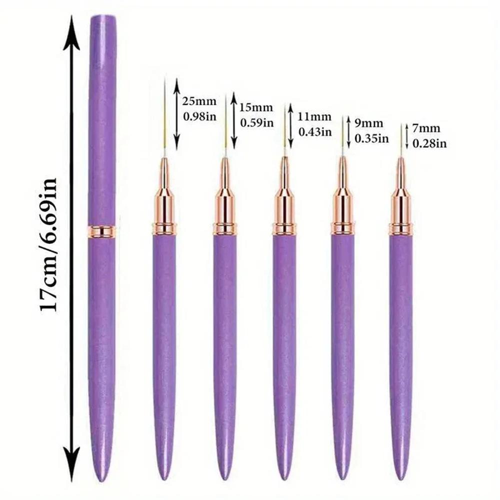 

Кисти для подводки ногтей LINMANDA для длинных линий Кисть для подводки гель-лаком Кисть для дизайна ногтей Ручки для рисования ногтей с металлической ручкой фиолетовый