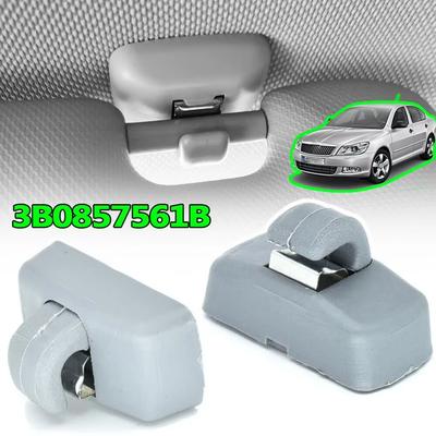 2pcs Car Sun Shield Clips For VW Golf Passat Polo Eos SKODA Fabia 6Y Octavia 1Z Superb B5 Front Sun Visor Hook Clips 3B0857561B