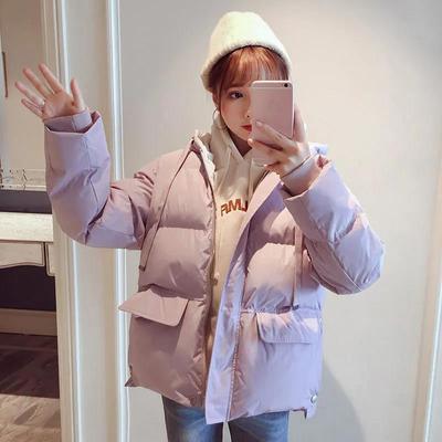 Zimowa damska koreańska kurtka puchowa Moda z kapturem Luźna bawełniana kurtka Gruba ciepła krótka kurtka