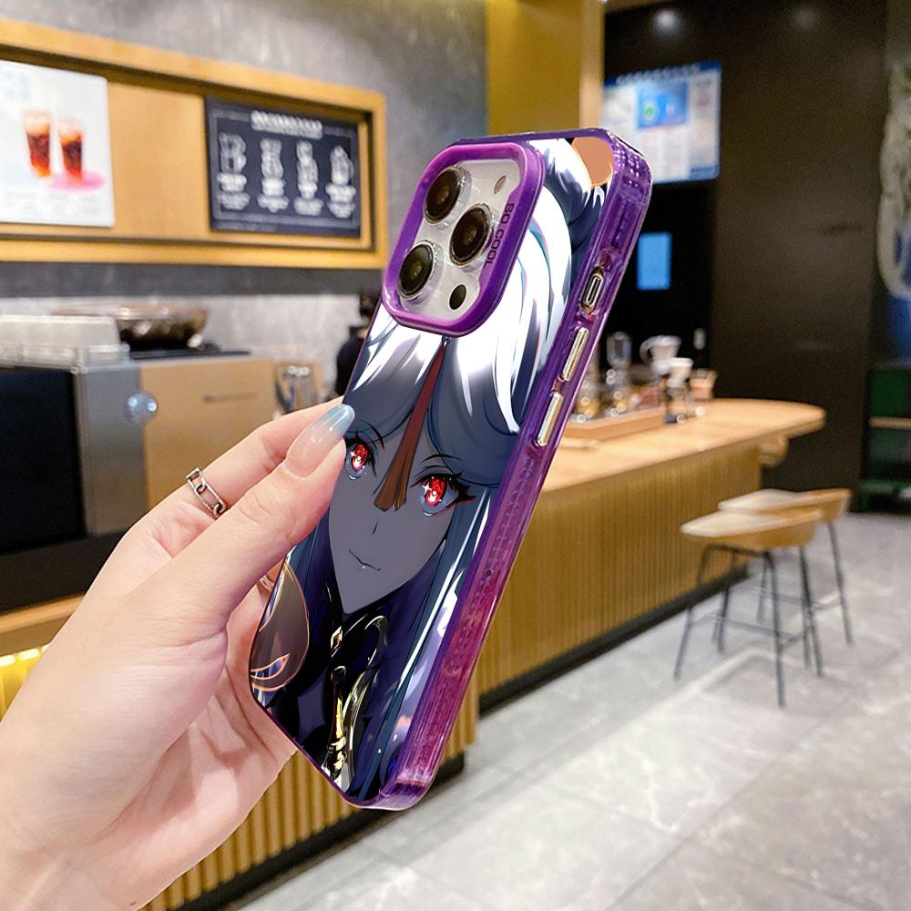 Game GI Ningguang Purple Translucent Mobile Phone Case for iPhone 17 16 15 14 13 12 11 X XR XS 8 7 Air Pro Max Plus Cover