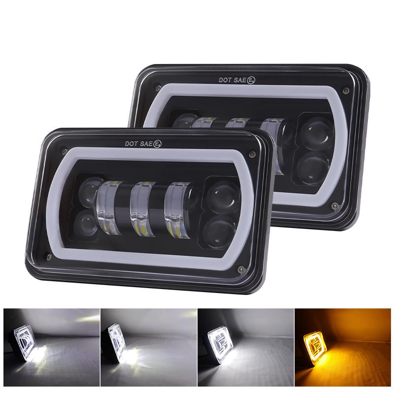 

1/2 шт. DOT черная мотоциклетная лампа DRL 4X6 светодиодная фара для Honda XR250 XR400 XR650 Suzuki DRZ аксессуары прямоугольный свет 2pcs