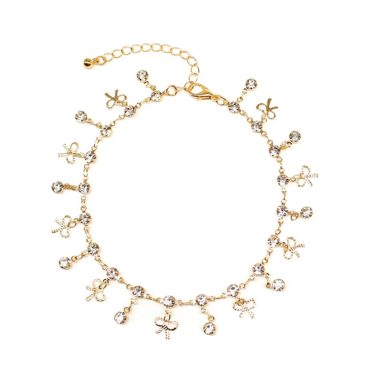 

Wish new handmade chain, gem bow gold anklet designed by famous teachers золотой