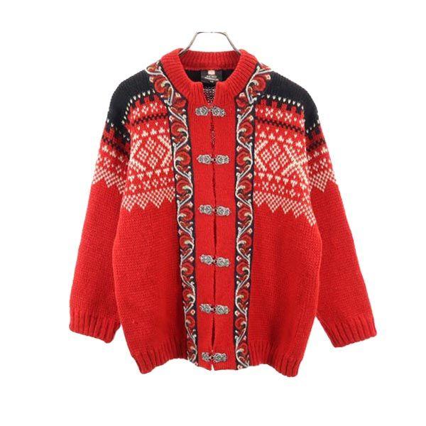 

FJORD FASHION 80-е винтажный шерстяной Тироль Кардиган на металлической застежке-крючке, вязаный, с длинным рукавом, Женский, Б/У