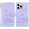 For iPhone 16 Pro Max Case RFID Blocking Kitten Pattern TPU+PU Leather Phone Cover