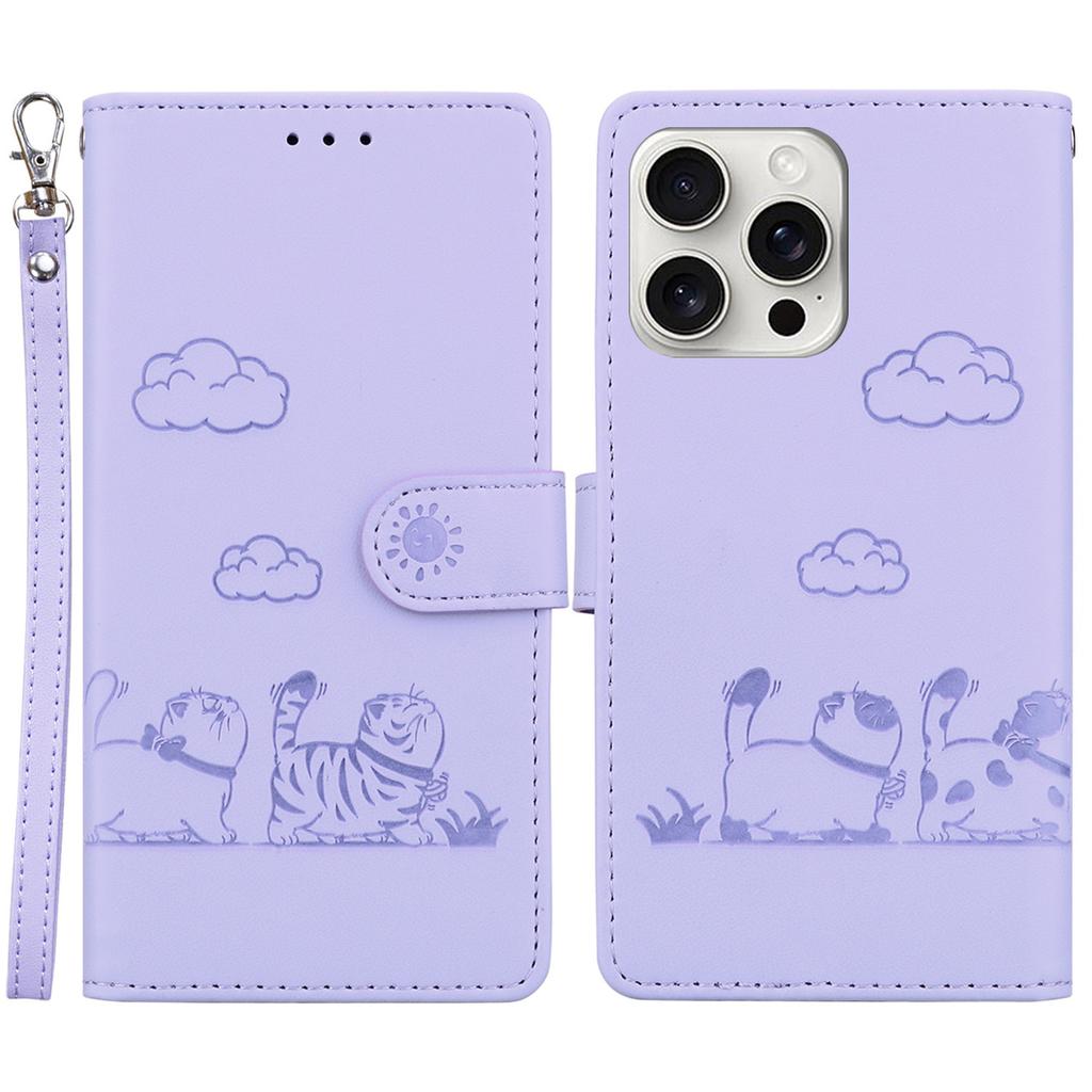 For iPhone 16 Pro Max Case RFID Blocking Kitten Pattern TPU+PU Leather Phone Cover