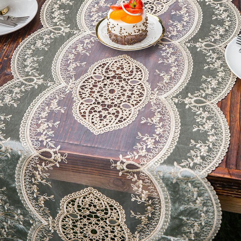 Steagul de masă de cafea în stil european de lux Față de masă cu bandă de dantelă Dulap TV de lux Steagul de masă retro