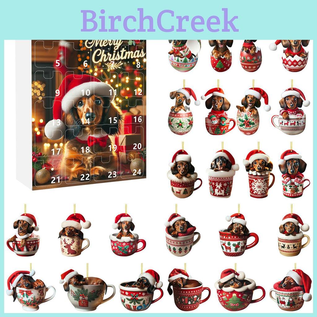 Christmas Blind Box Dachshund Dog Cup Hanger With Acrylic Animal Decor For Holiday Home Festive Decor