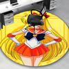 1pc Sailor Moon Anime Cartoon Design Round Carpet  Office Chair Mat, NonSlip Rug for Home Decor, Living Room, Bedroom