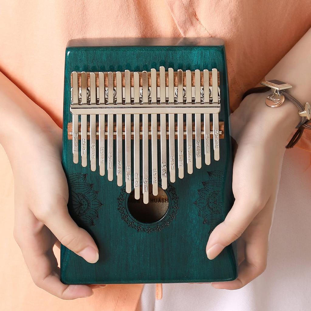 Kalimba 17 Keys Beginner Scale Musical C Thumb Piano Gift for Kids and Includes Book with Japanese Music Protective Tuning Hammer Set Engraved,