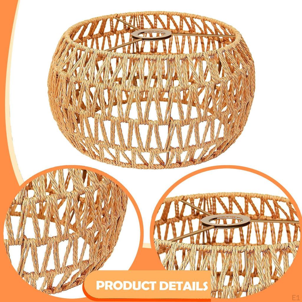 Handwoven Lamp Shade Boho Lampshade Bulb Guard Classic Chandelier Light Fixture Cover for