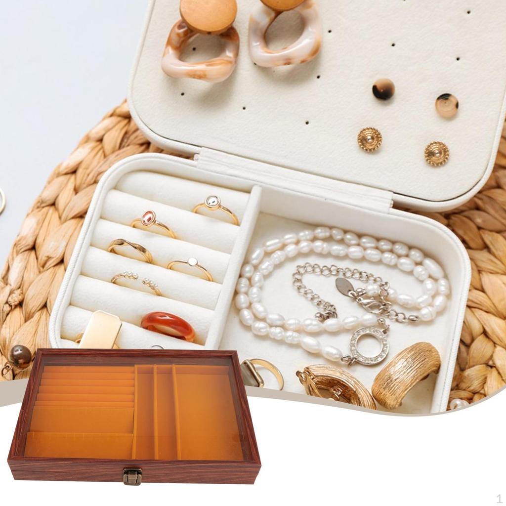 Jewelry Box Container Multifunctional Lockable with Flip Clear Open Lid Large Capacity Gifts