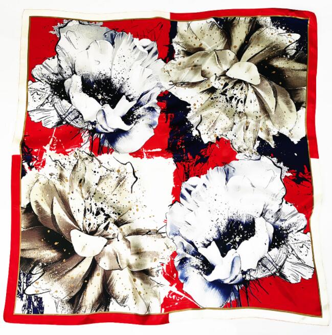 New Designs 90*90cm Square Silk Scarves Women Foulard Head Scarf Ladies Shawl Wrap Bandanna Female Chiffon Hijab Beach Scarf