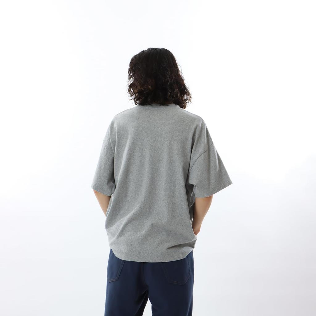 Short Round Graphic Short Sleeve Pocket Oxford Gray [Champion] T-Shirt, Sleeve, Neck, 100% Cotton, Embroidery, Print, T-Shirt, Men's Casual, C3-Z327,