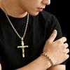 Men Women Cross Pendant Twist Rope Chain Necklace Set Punk Hip Hop Stainless Steel Jewelry