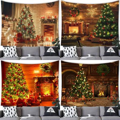 Home Decor Weihnachten Tapisserie Weihnachten Party Dekoration Hintergrund Kamin Gedruckt Tapisserie Wandbehang