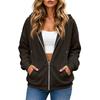 Felpa da donna casual con zip e maniche lunghe, giacca sportiva con colore