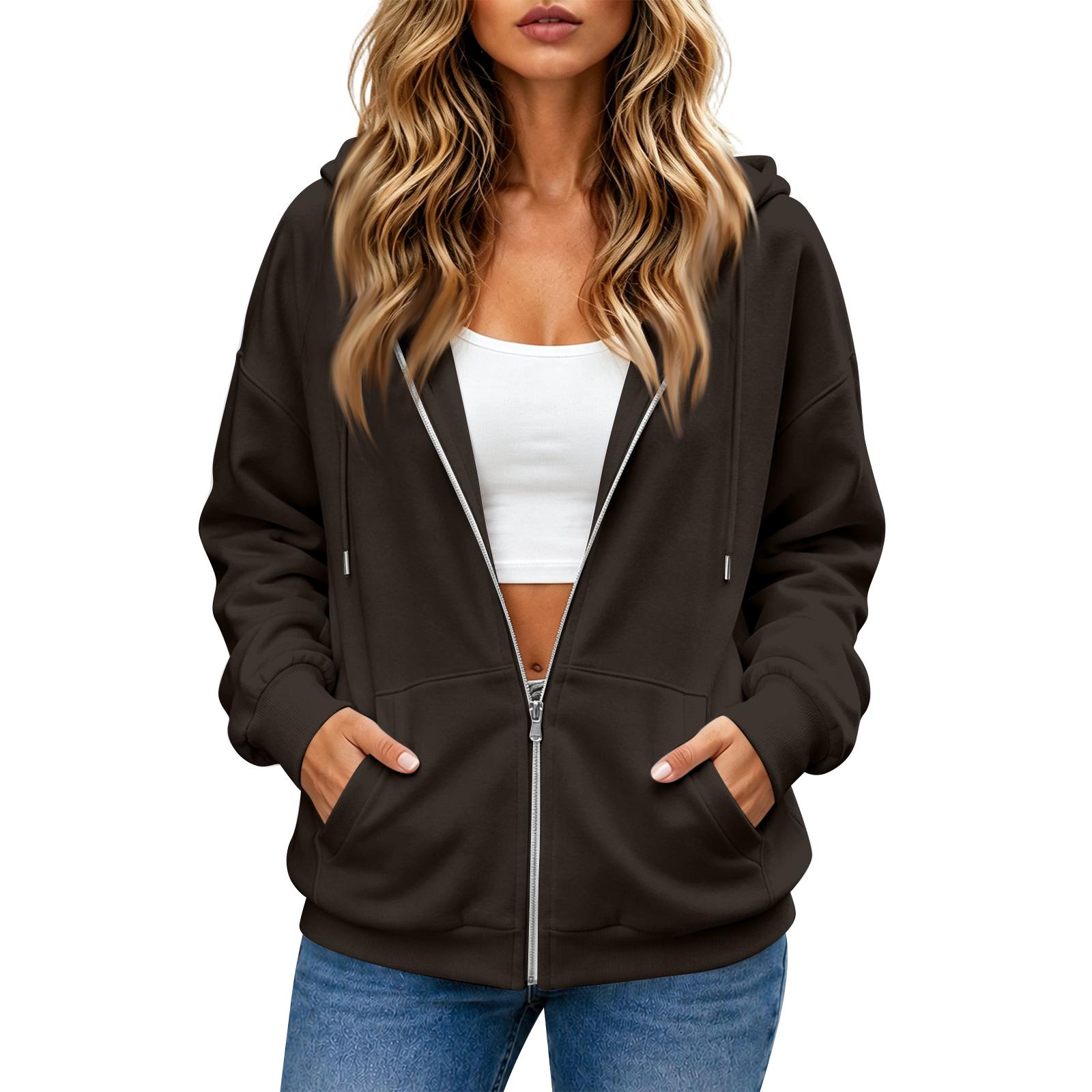 Women s Casual Long Sleeve Zip Up Hoodie Athletic Jacket with Color L