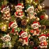 Cute Kitten Xmas Decor Christmas Ornament for Tree Hanging, 2D Flat Wooden Festive Gift Tags Decorative Pendant with Lanyard Home Holiday Party