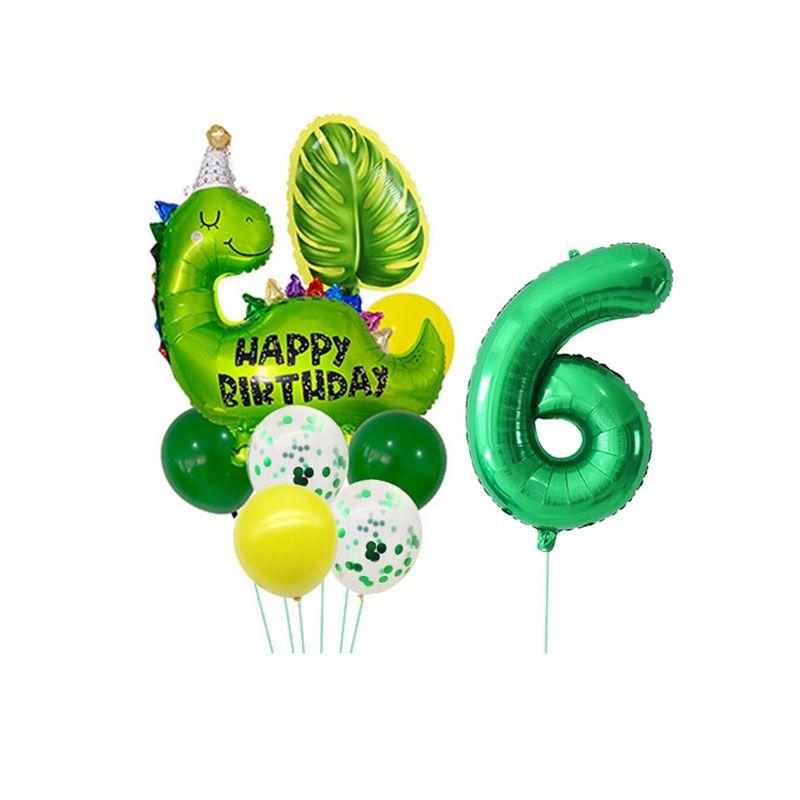 Cartoon Dinosaur Digital Balloons Set - Children's Birthday Party Balloon Set with Dinosaur-themed Aluminum Film Balloons Set